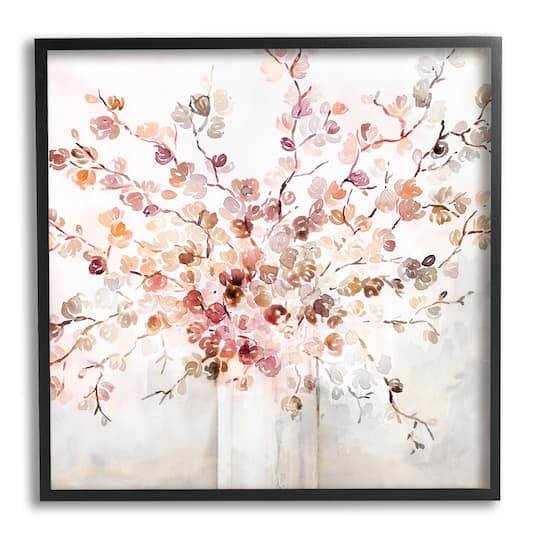 Stupell Industries Abstract Warm Floral Vine Bouquet Expressive Red Flowers Framed Wall Art